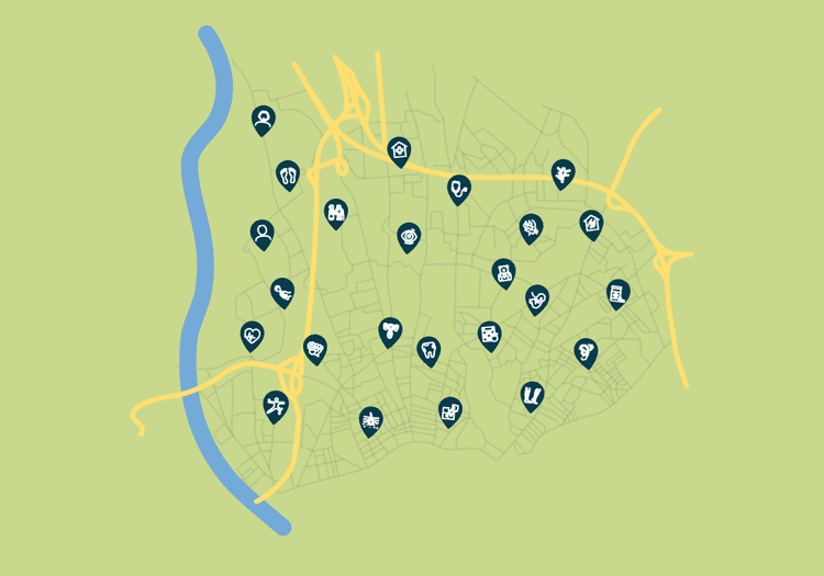 Nous pouvons voir sur l'image, une illustration de point d'intérêts positionné sur la carte de Toulouse.