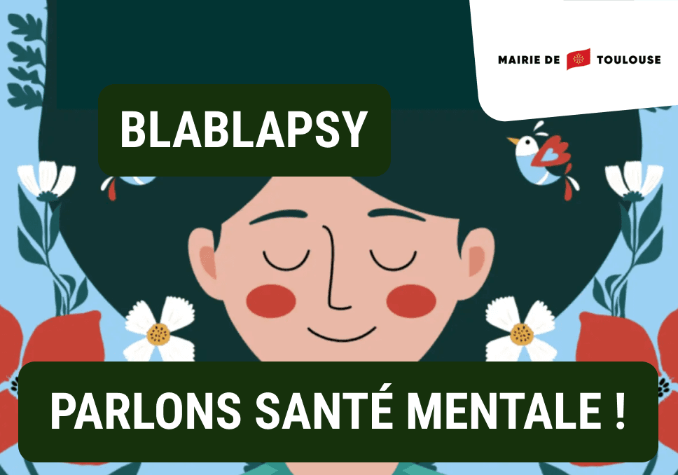 Sur l'image, nous pouvons voir écrit "Blablapsy, parlons santé mentale !".