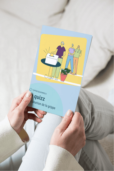 Sur l'image, nous voyons une personne en train de tenir le questionnaire du quizz sur la vaccination contre la grippe.