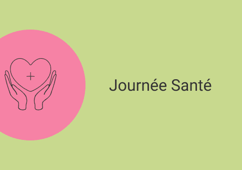 Illustration sous forme de pictogrammes avec des mains qui tiennent un coeur qui permet d'introduire la thématique journée santé